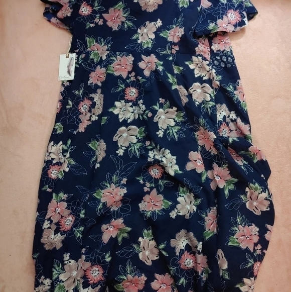 Jessica Simpson Women's Maternity Blue Floral Kimono Wrap Dress size Small - Picture 10 of 16